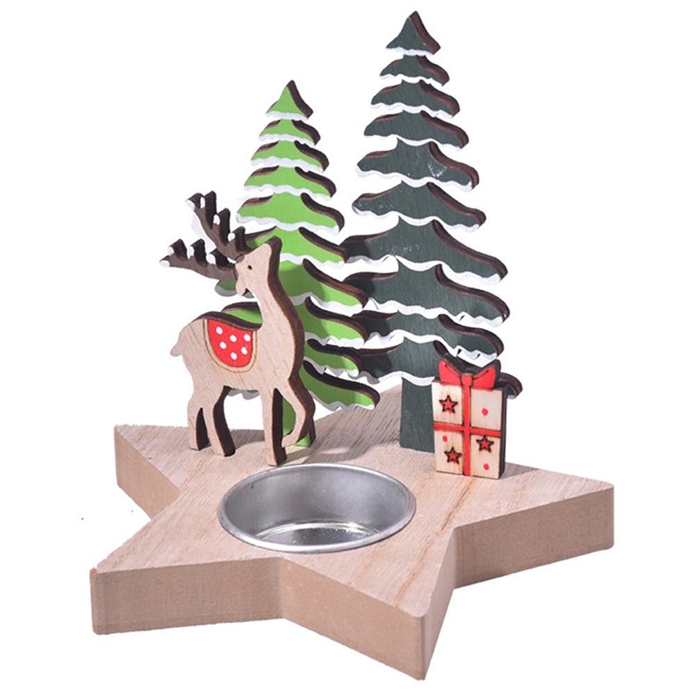 Dekorační vianočné svietenie ze dřeva s postavou soba