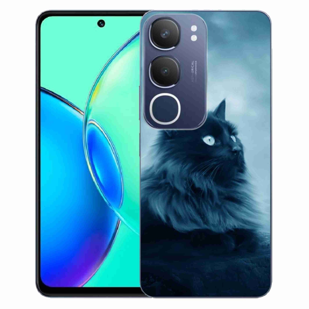 Gélový kryt mmCase na Vivo Y19s - čierna mačka 1