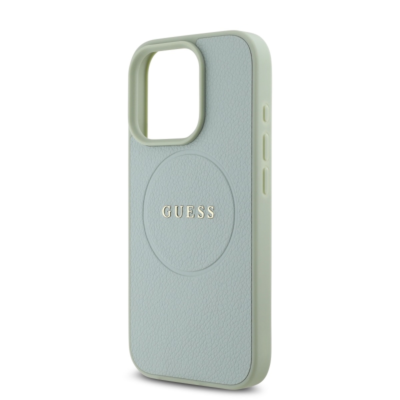 Guess PU Grained Classic Logo MagSafe Zadný Kryt pre iPhone 16 Pro Green