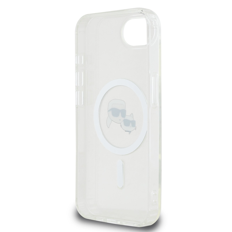 Karl Lagerfeld IML K&CH Heads Metal Frame MagSafe Zadný Kryt pre iPhone 16e Transparent