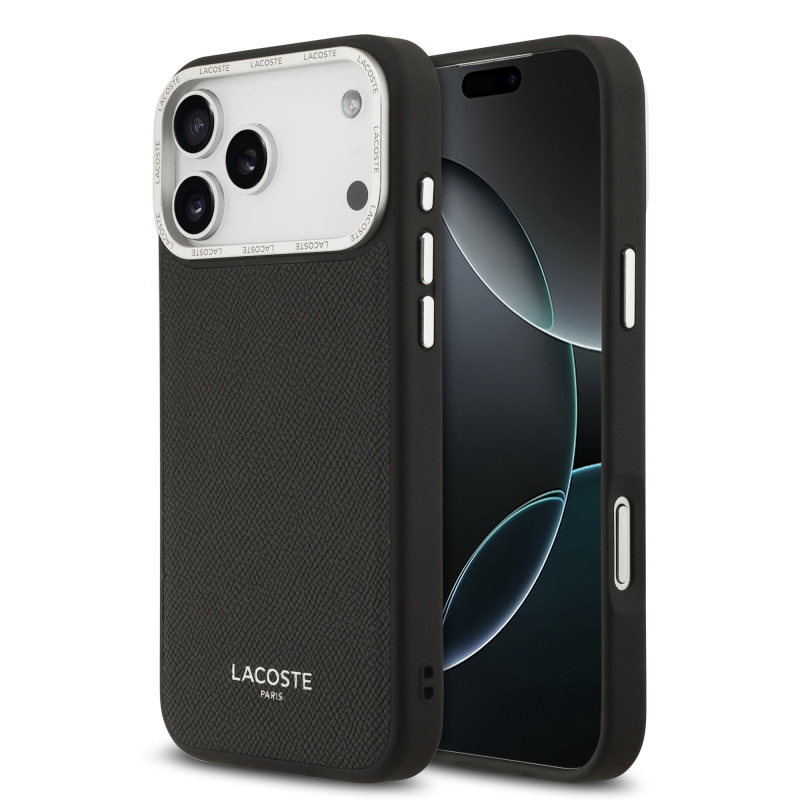 Lacoste PU kožený zadný kryt Champs Elysees MagSafe pre iPhone 17 Pro Max Black
