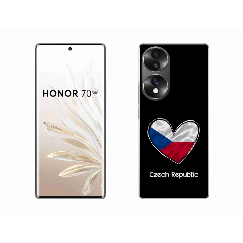 Gélový kryt mmCase na Honor 70 - vlajka srdca čierne pozadie