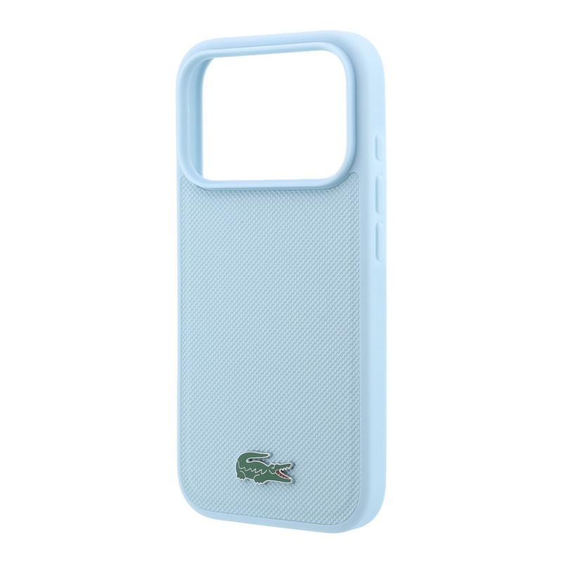 Lacoste PVC Iconic Petit Pique Metal Logo MagSafe zadný kryt pre iPhone 18 Pro Max, modrý