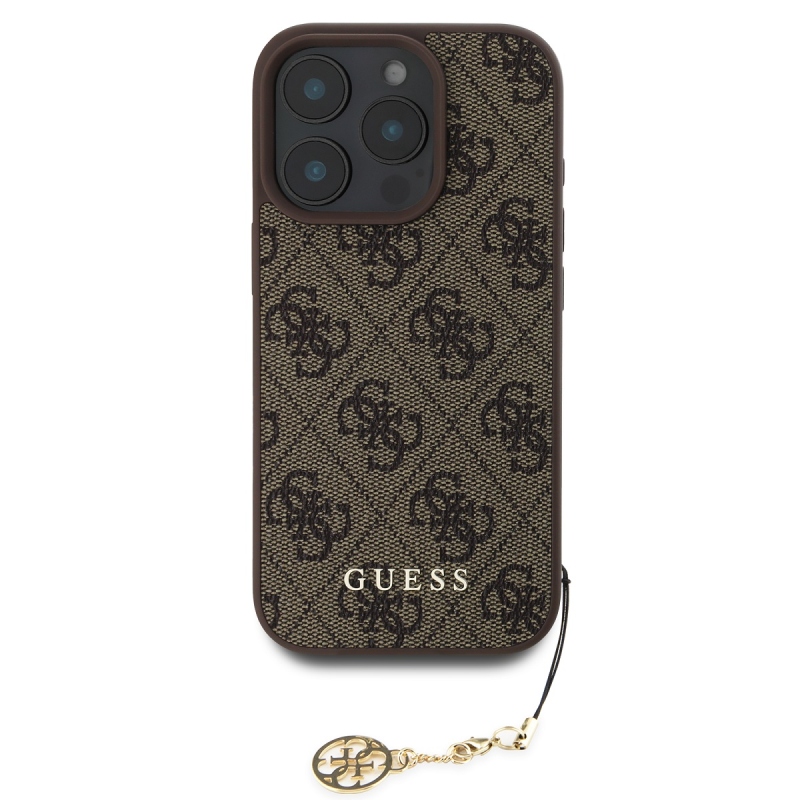 Guess 4G Charm Zadný Kryt pre iPhone 16 Pro Tone on Tone Brown