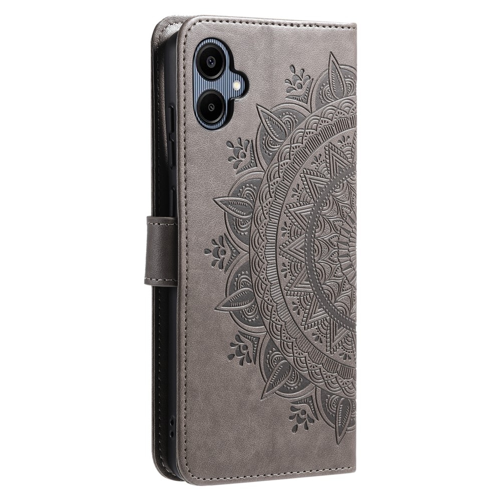 Mandala knižkové púzdro na Samsung Galaxy A06 4G - šedé