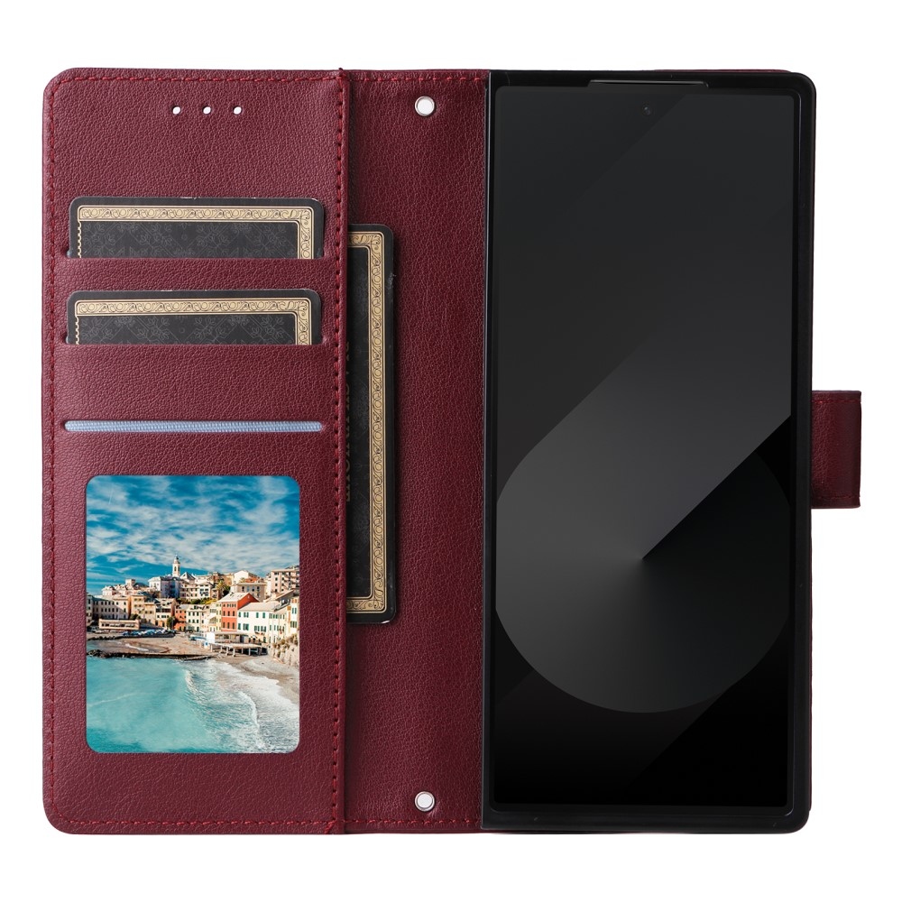 Wallet knižkové púzdro na Samsung Galaxy Z Fold6 5G - vínové