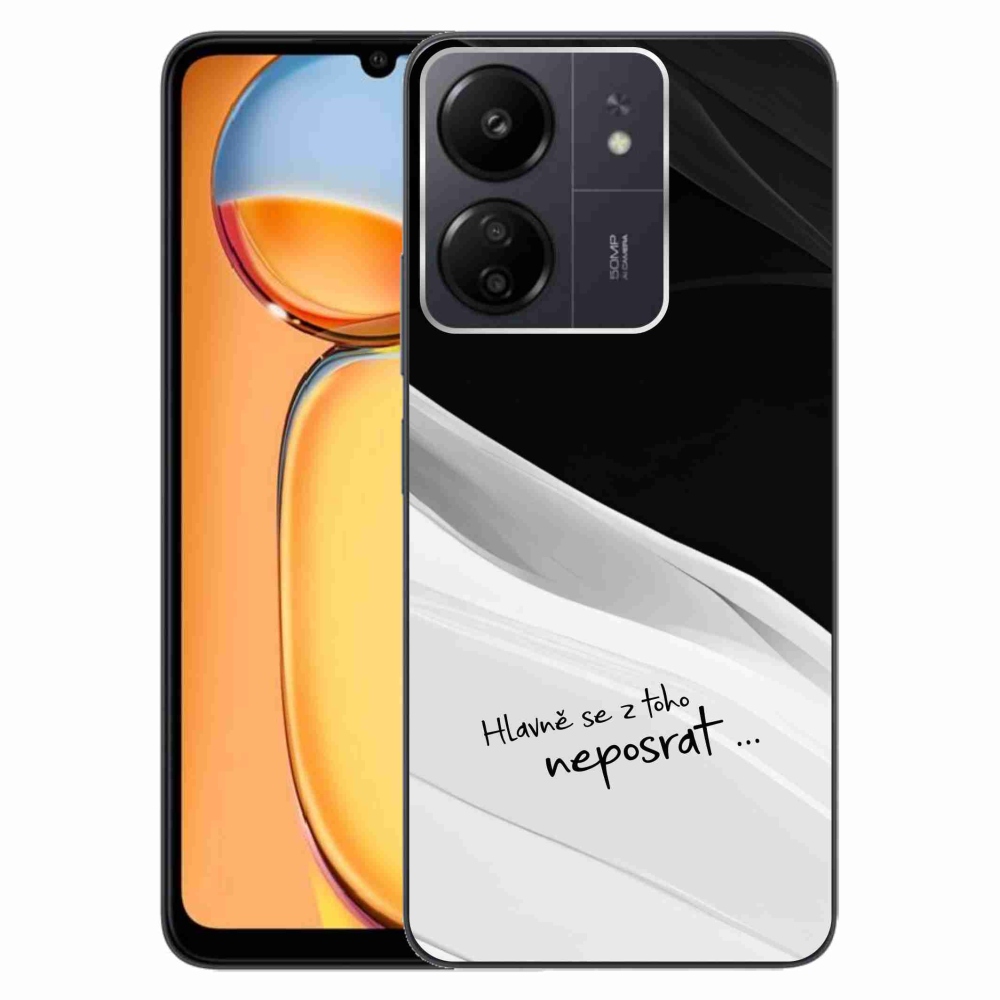 Gélový kryt mmCase na Xiaomi Poco C65/Redmi 13C - vtipný text 13 bieločierne pozadie