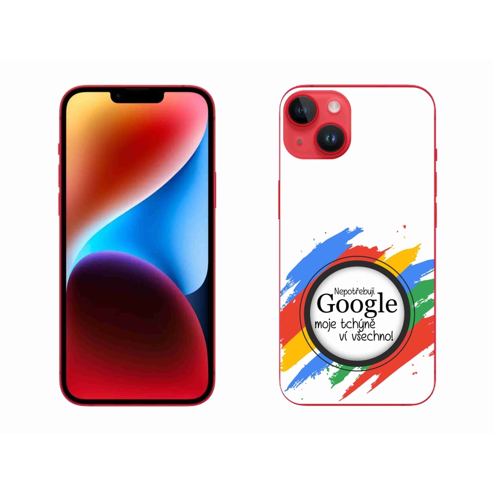 Gélový kryt mmCase na iPhone 14 Plus - svokra vie všetko biele pozadie