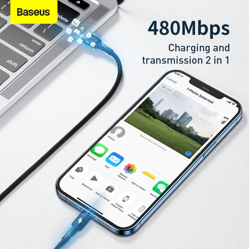 Baseus Cafule Dátový Kábel USB-C - Lighting 20W 1m Gray/Black