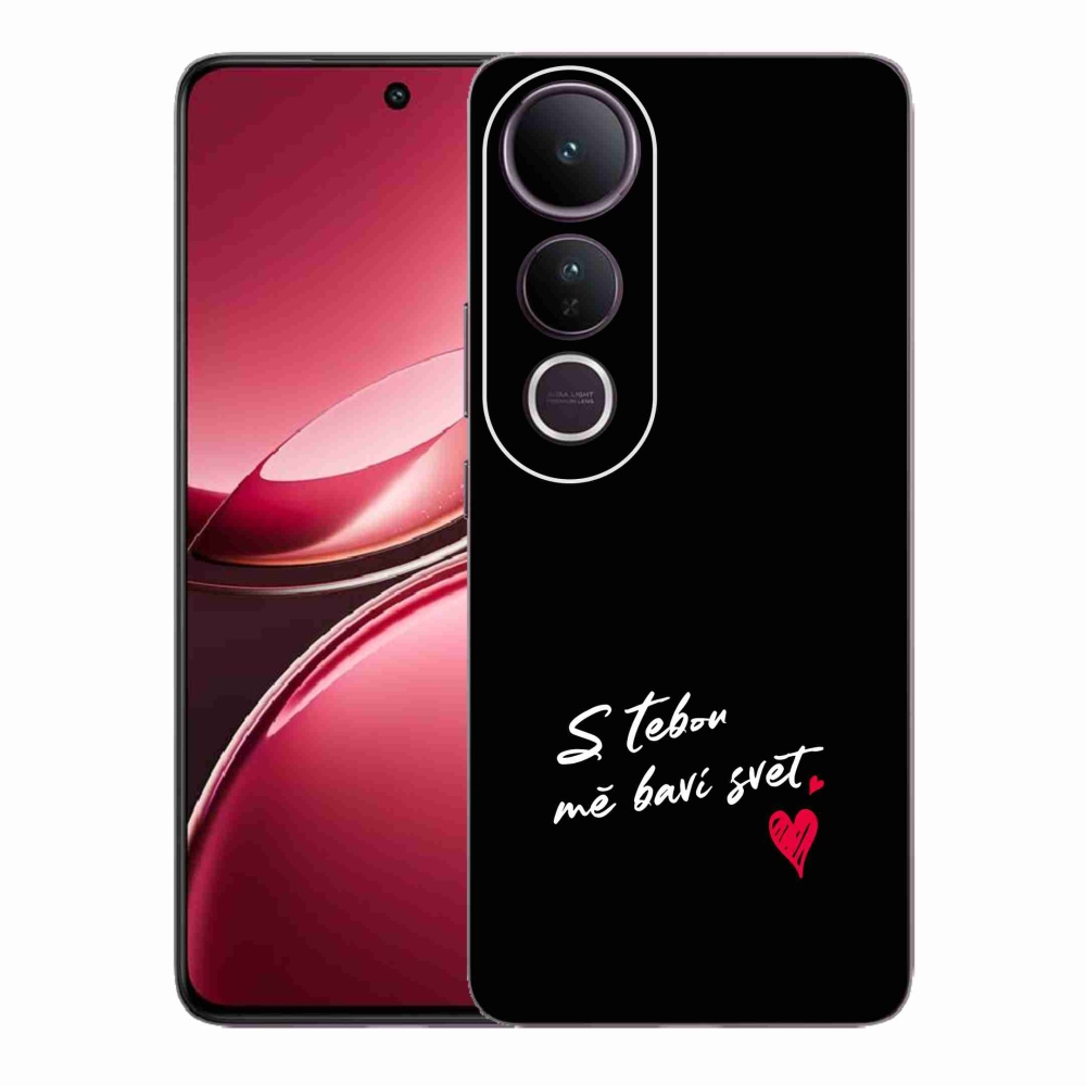 Gélový kryt mmCase na Vivo V50 Lite 4G/5G - zamilovaný text 1 čierne pozadie