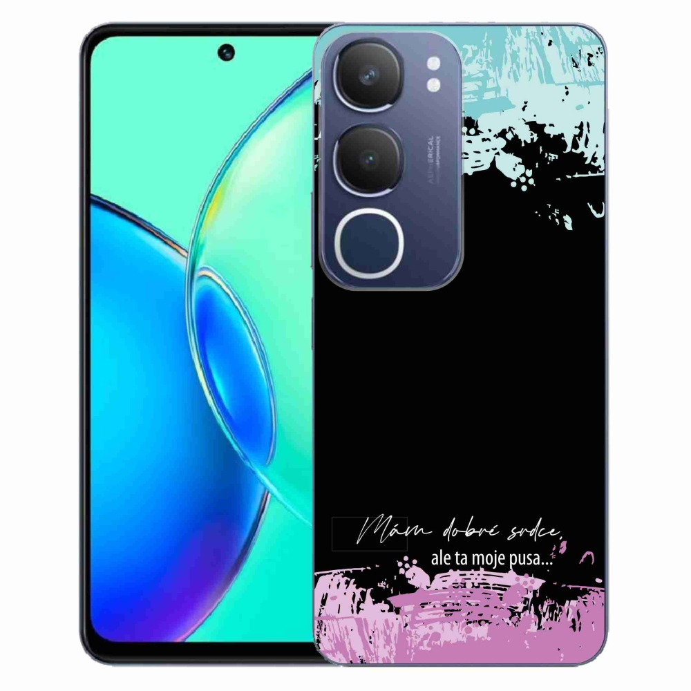 Gélový kryt mmCase na Vivo Y19s - vtipný text 3 čierne pozadie