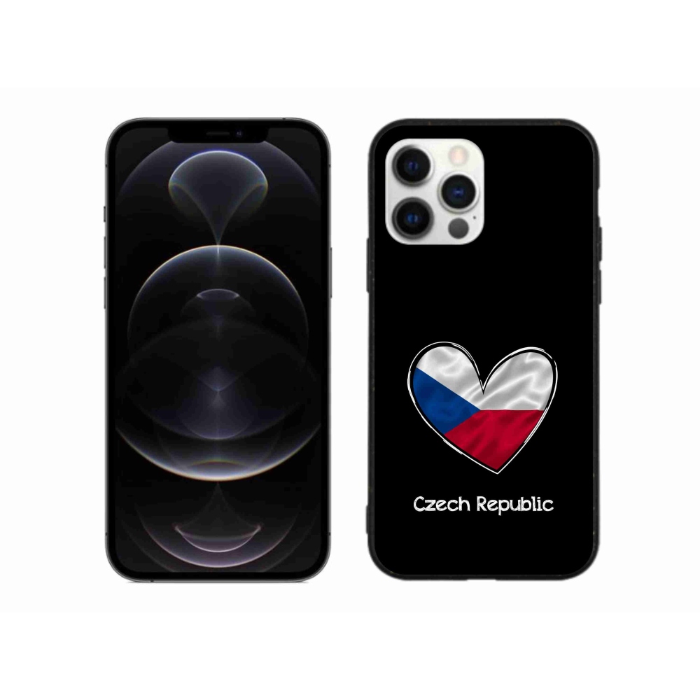 Gélový kryt mmCase na iPhone 12 Pro Max - vlajka srdca čierne pozadie