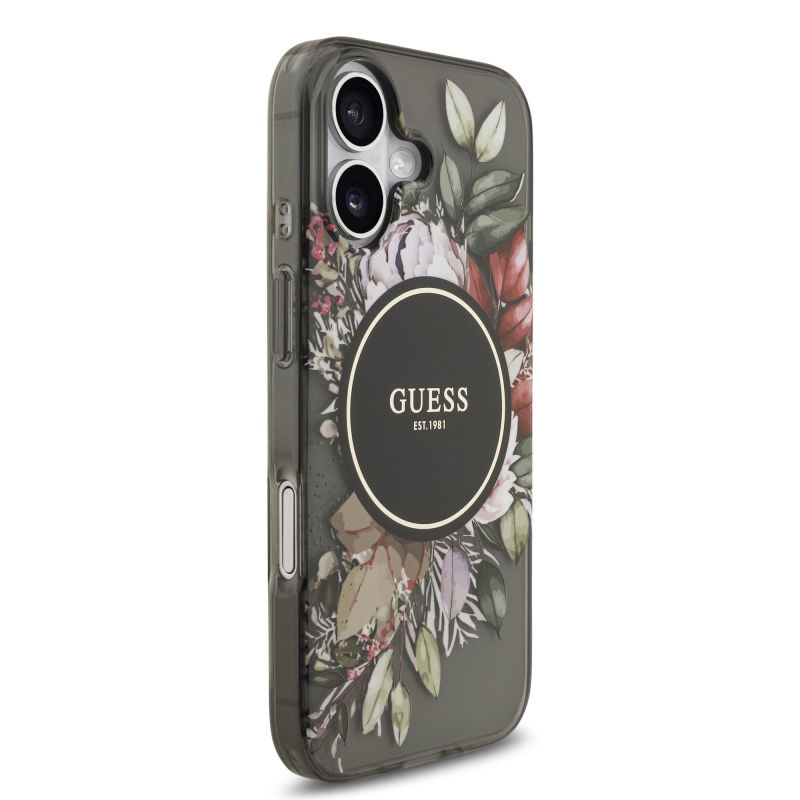 Guess IML Flowers Strap MagSafe zadný kryt pre iPhone 17 Black