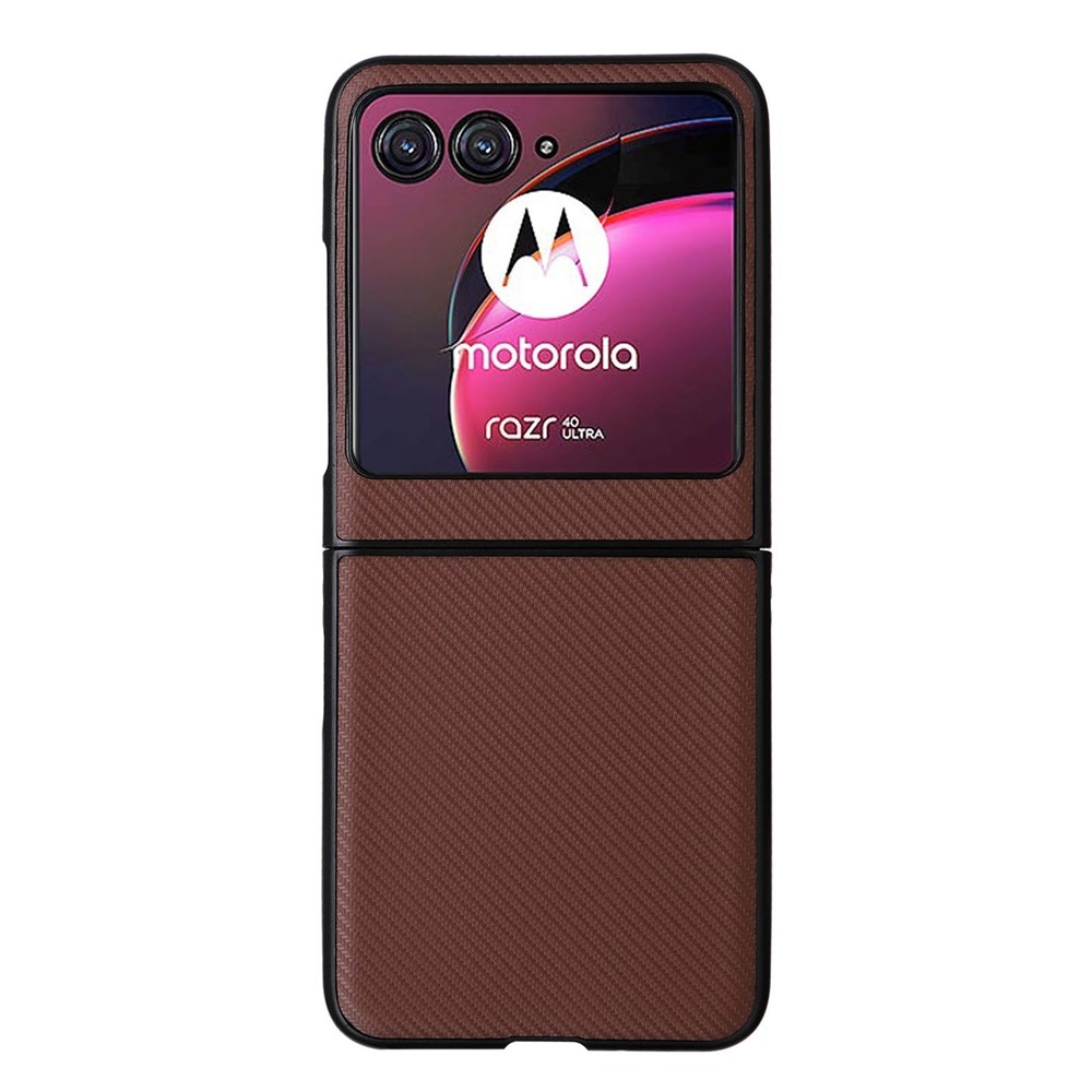 Textúry plastový kryt s umelou kožou na Motorola Razr 40 Ultra 5G - hnedý