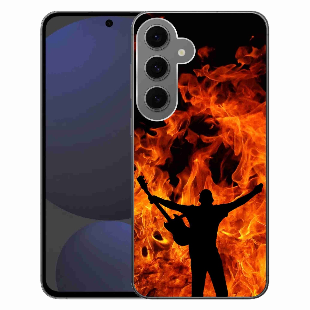 Gélový kryt mmCase na Samsung Galaxy S24 FE - muzikant a oheň