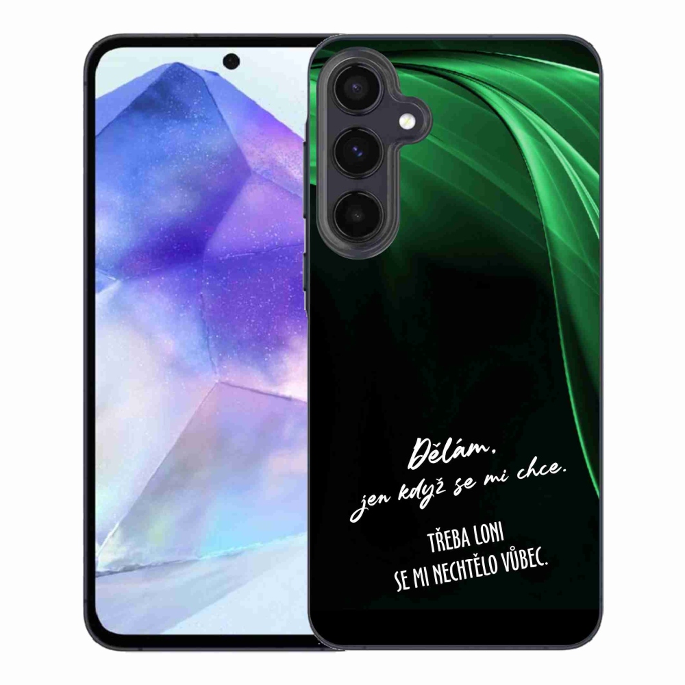 Gélový kryt mmCase na Samsung Galaxy A55 5G - vtipný text 12 čierne pozadie