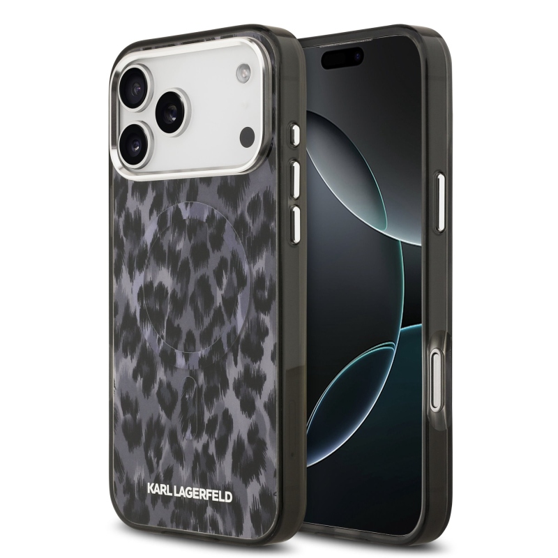 Karl Lagerfeld IML Leopard MagSafe Zadný Kryt pre iPhone 17 Pro Max Grey