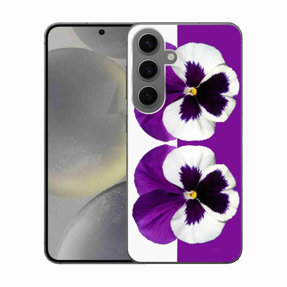 Gélový kryt mmCase na Samsung Galaxy S24 - fialovobiely kvet