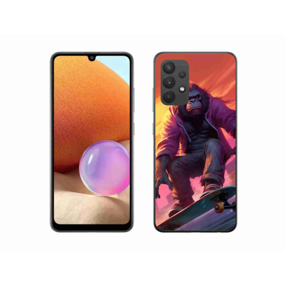 Gélový kryt mmCase na Samsung Galaxy A32 4G - gorila na skateboarde