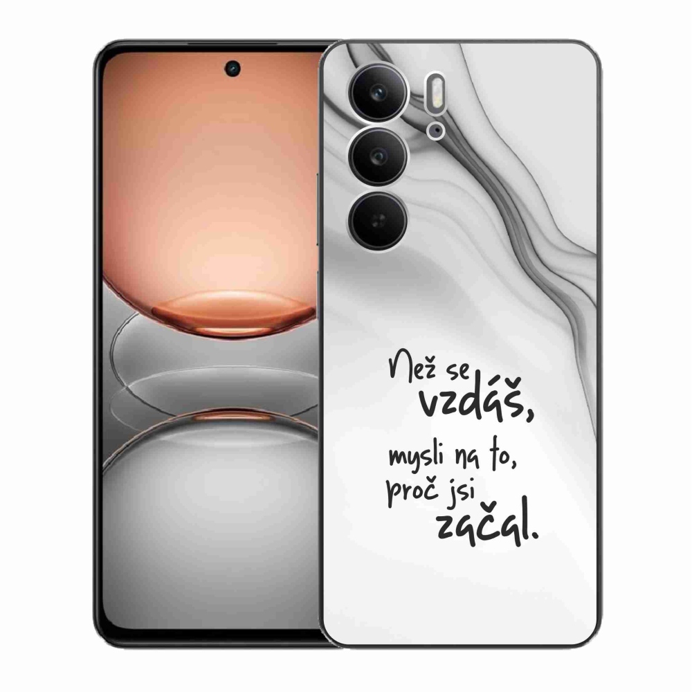 Gélový kryt mmCase na Realme C75 - citát 2 biele pozadie