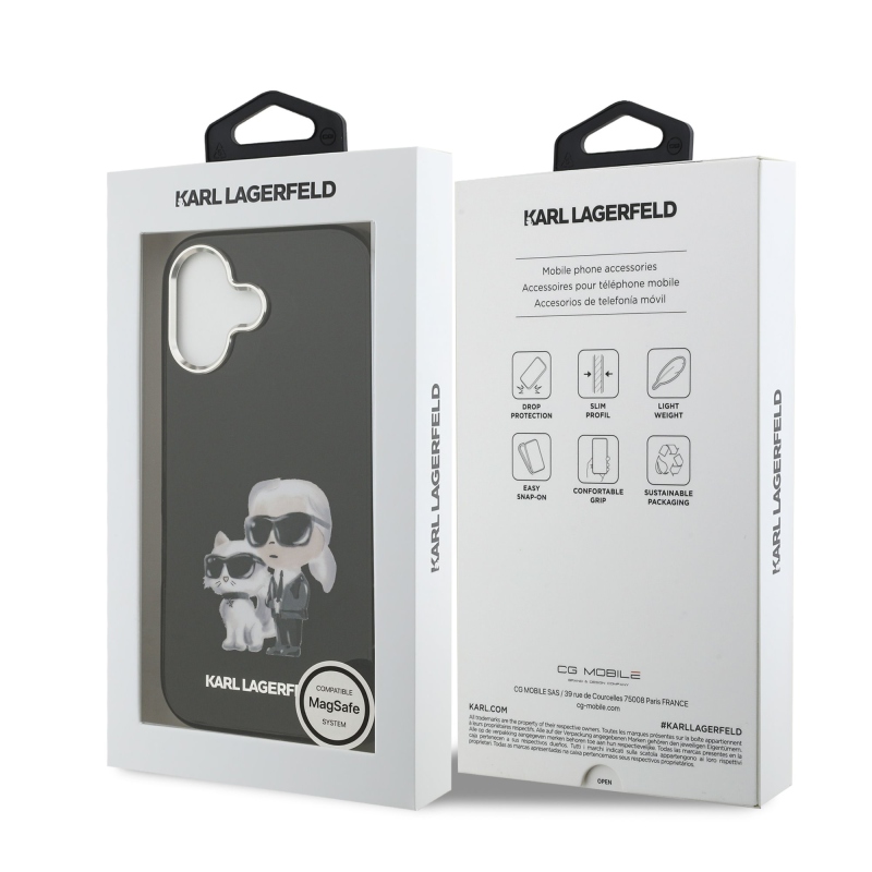 Karl Lagerfeld IML Aquarelle Karl and Choupette Zadný kryt pre iPhone 17 Black