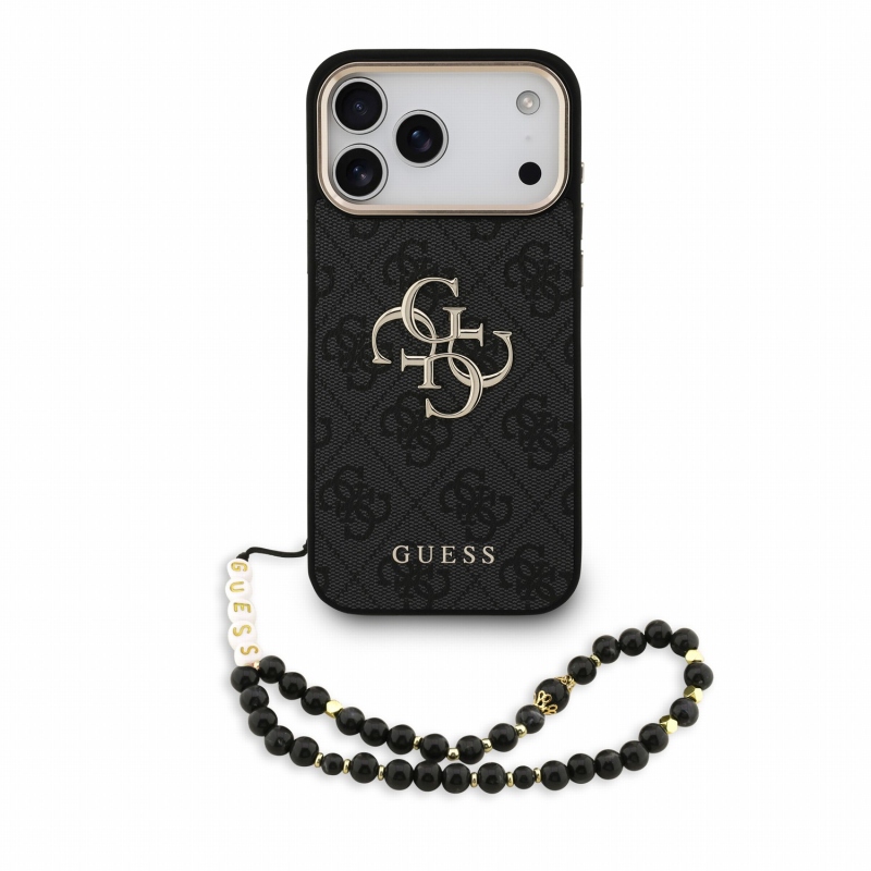 Guess PU 4G Metal Logo Strap – zadný kryt pre iPhone 18 Pro Max – čierny