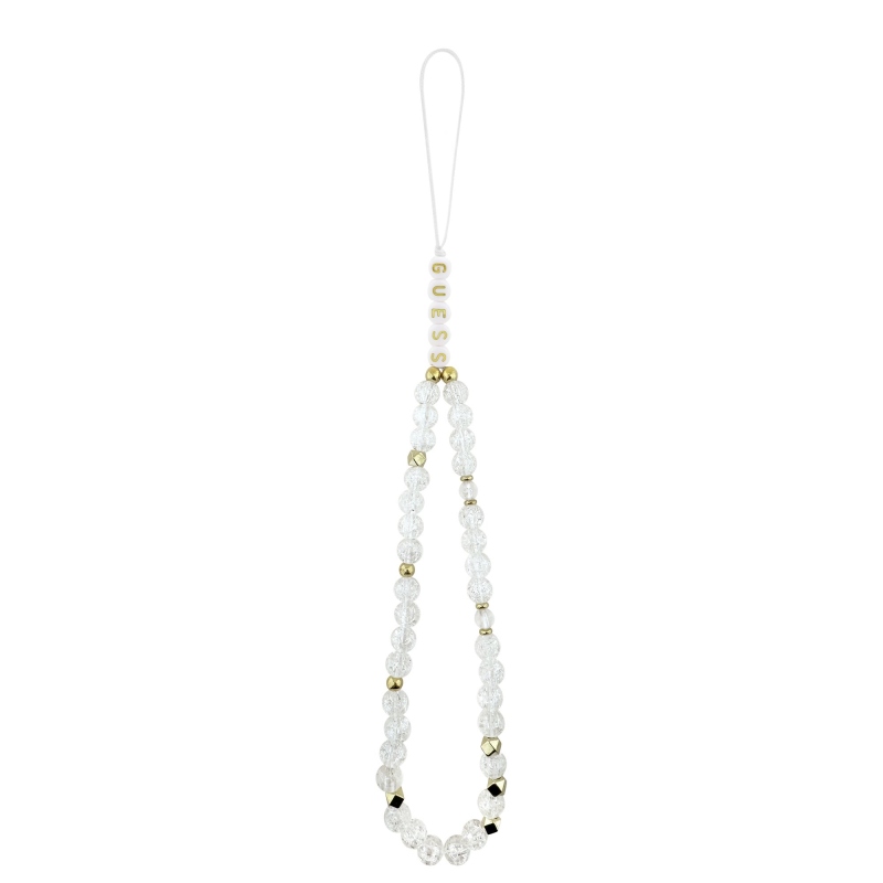 Guess IML Glitter Script Strap MagSafe zadný kryt pre iPhone 17 Pro Transparent