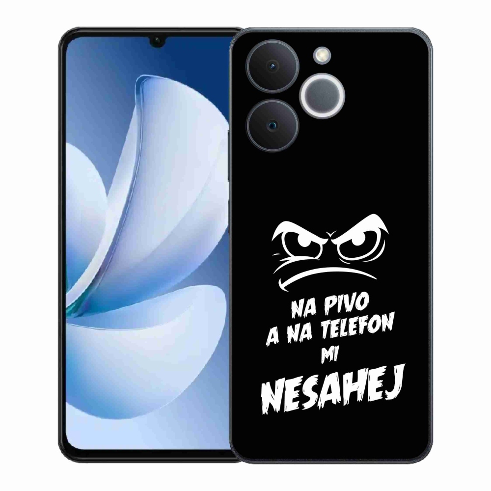Gélový kryt mmCase na Realme Note 70T - pivný motív 2 čierne pozadie