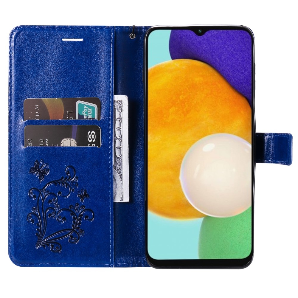 Big Buttefly knižkové púzdro na Samsung Galaxy A13 5G/A04s - modré