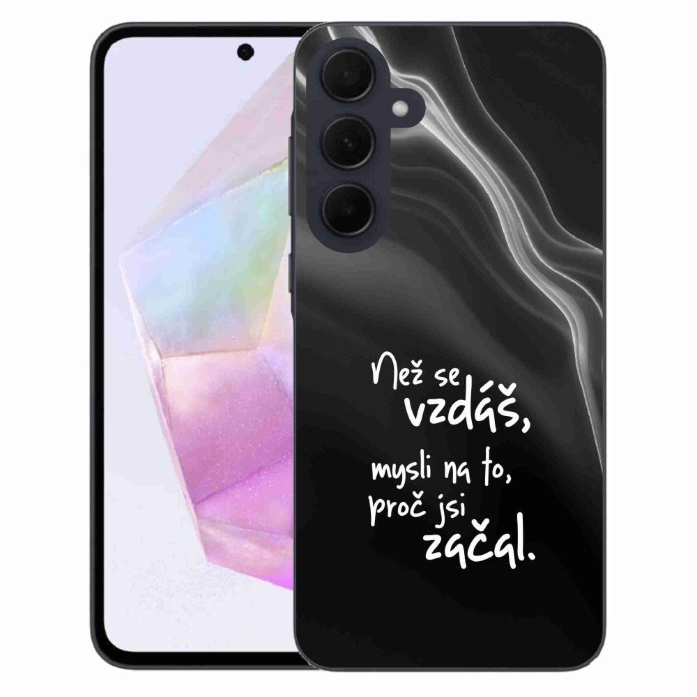 Gélový kryt mmCase na Samsung Galaxy A35 5G - citát 2 čierne pozadie
