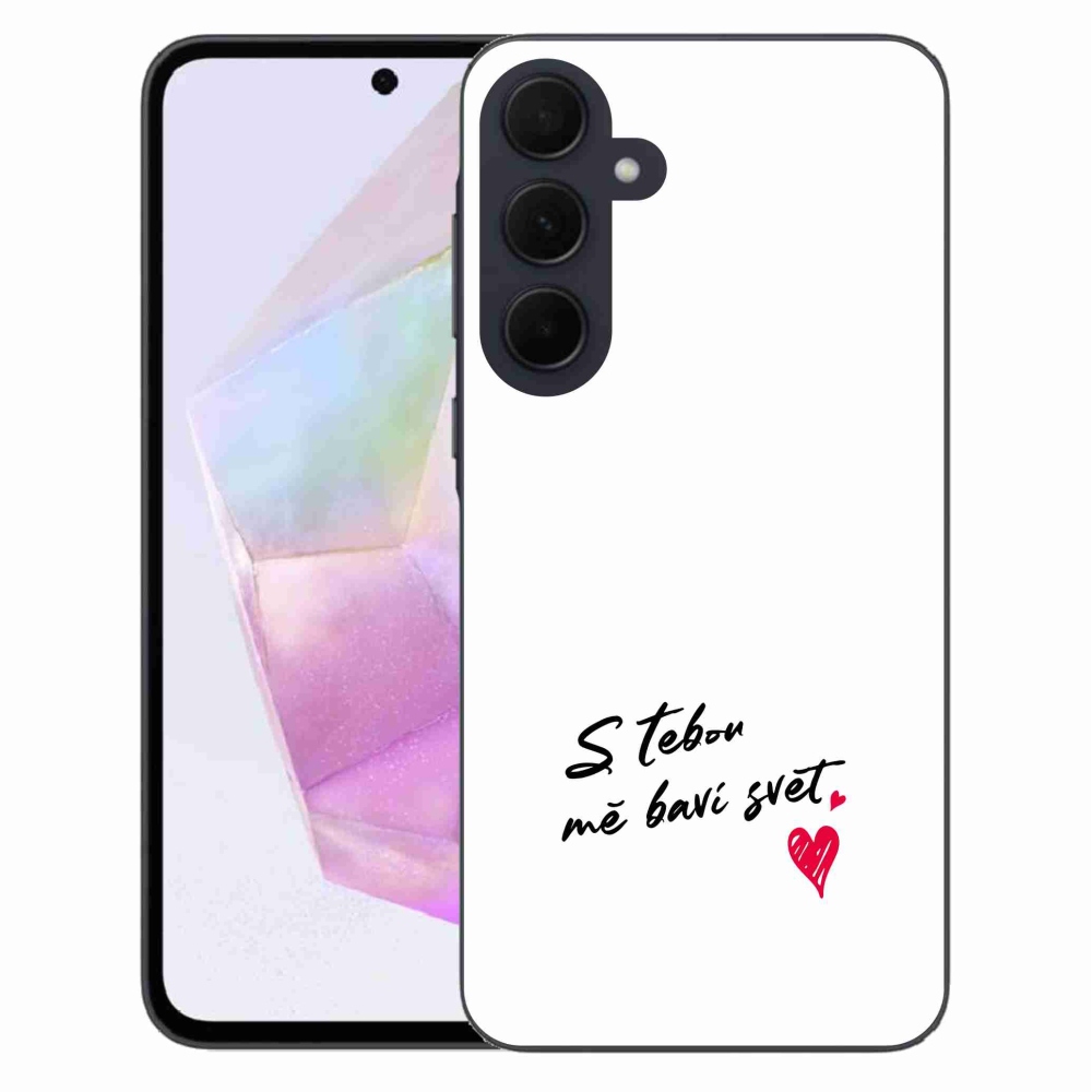 Gélový kryt mmCase na Samsung Galaxy A35 5G - zamilovaný text 1 biele pozadie