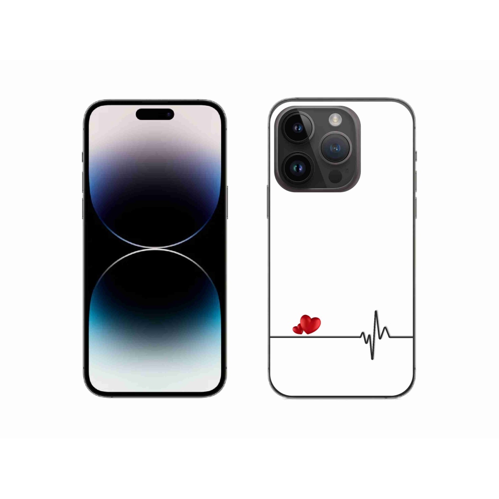 Gélový kryt mmCase na iPhone 14 Pro 6.1 - srdce a tep biele pozadie
