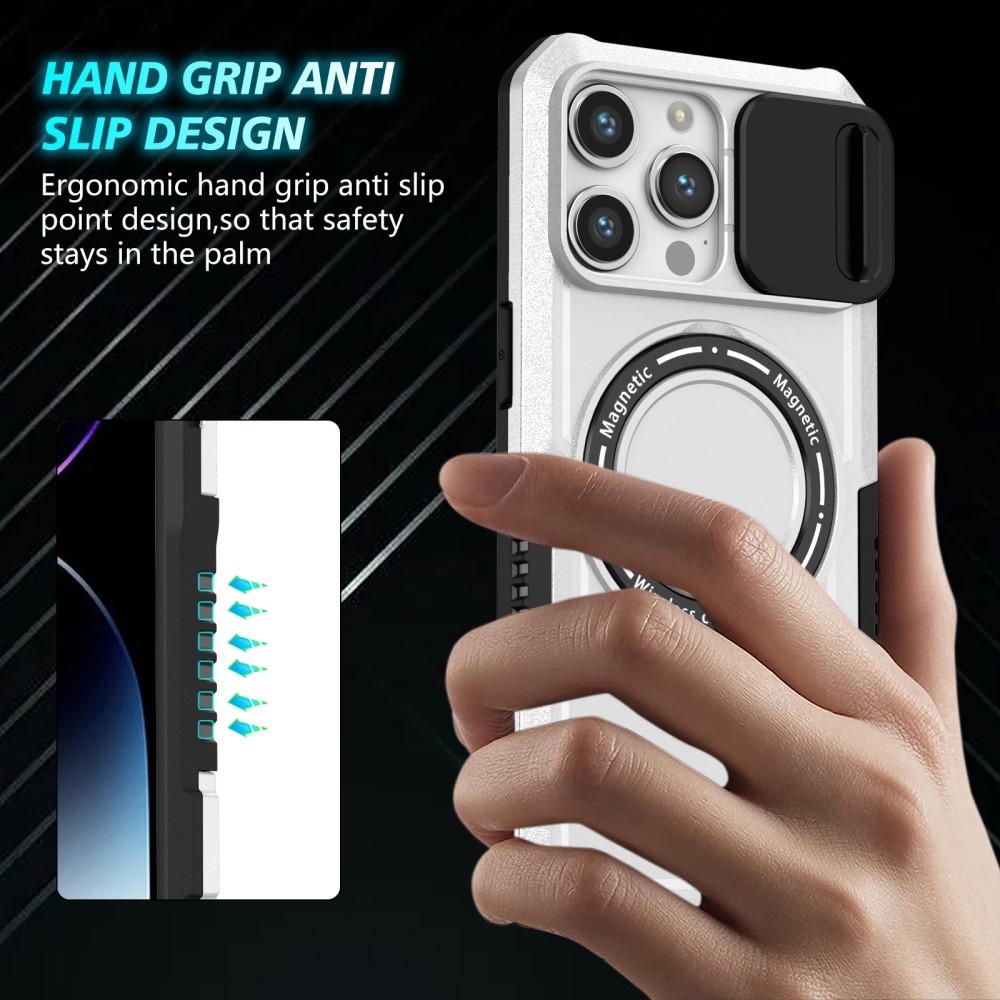 Military odolný kryt s MagSafe na iPhone 14 Pro Max - čierny/biely
