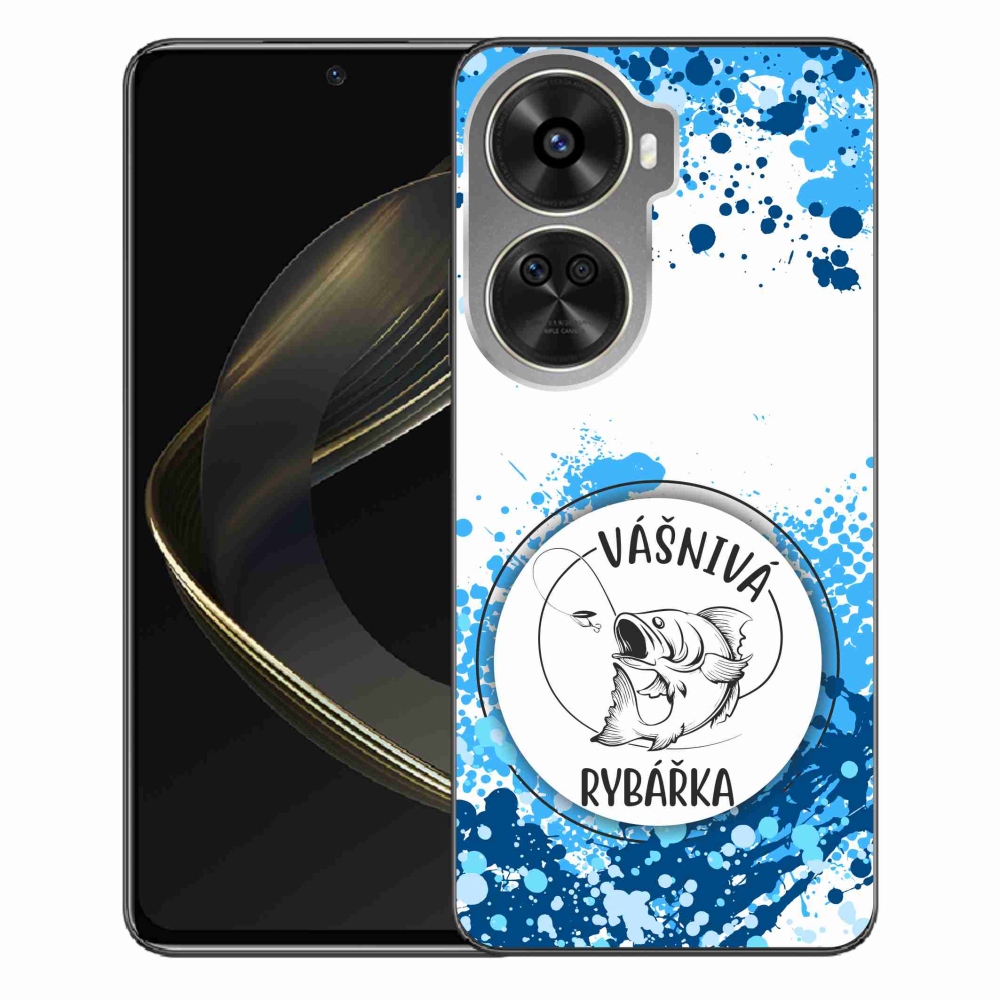 Gélový kryt mmCase na Huawei Nova 12 SE - vášnivá rybárka biele pozadie