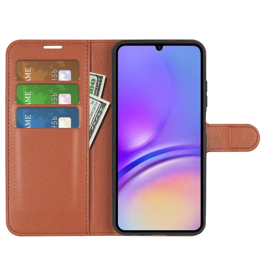 Litchi knižkové púzdro na Samsung Galaxy A07 4G - hnedé