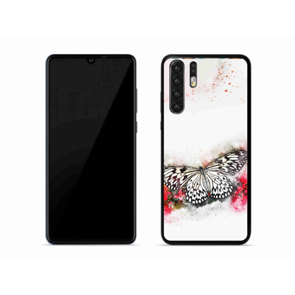 Gélový kryt mmCase na mobil Huawei P30 Pro - čiernobiely motýľ