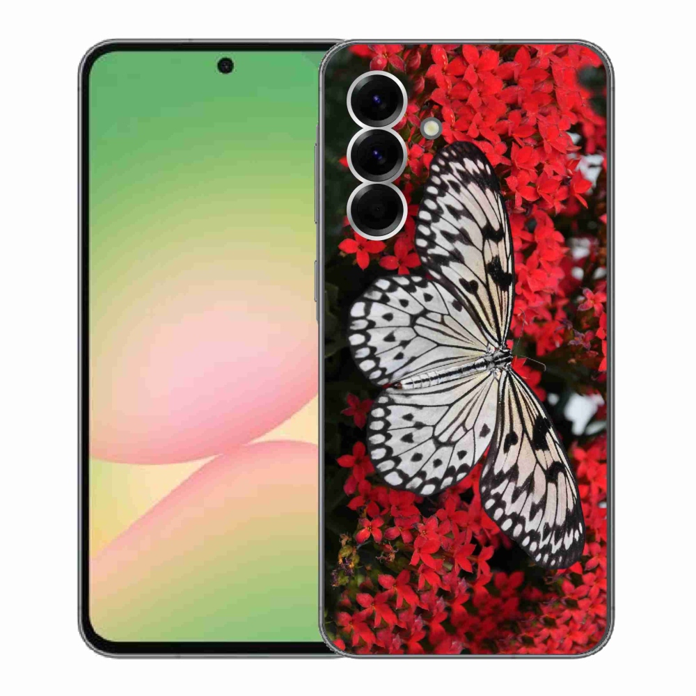 Gélový kryt mmCase na Samsung Galaxy A56 5G - čiernobiely motýľ 1
