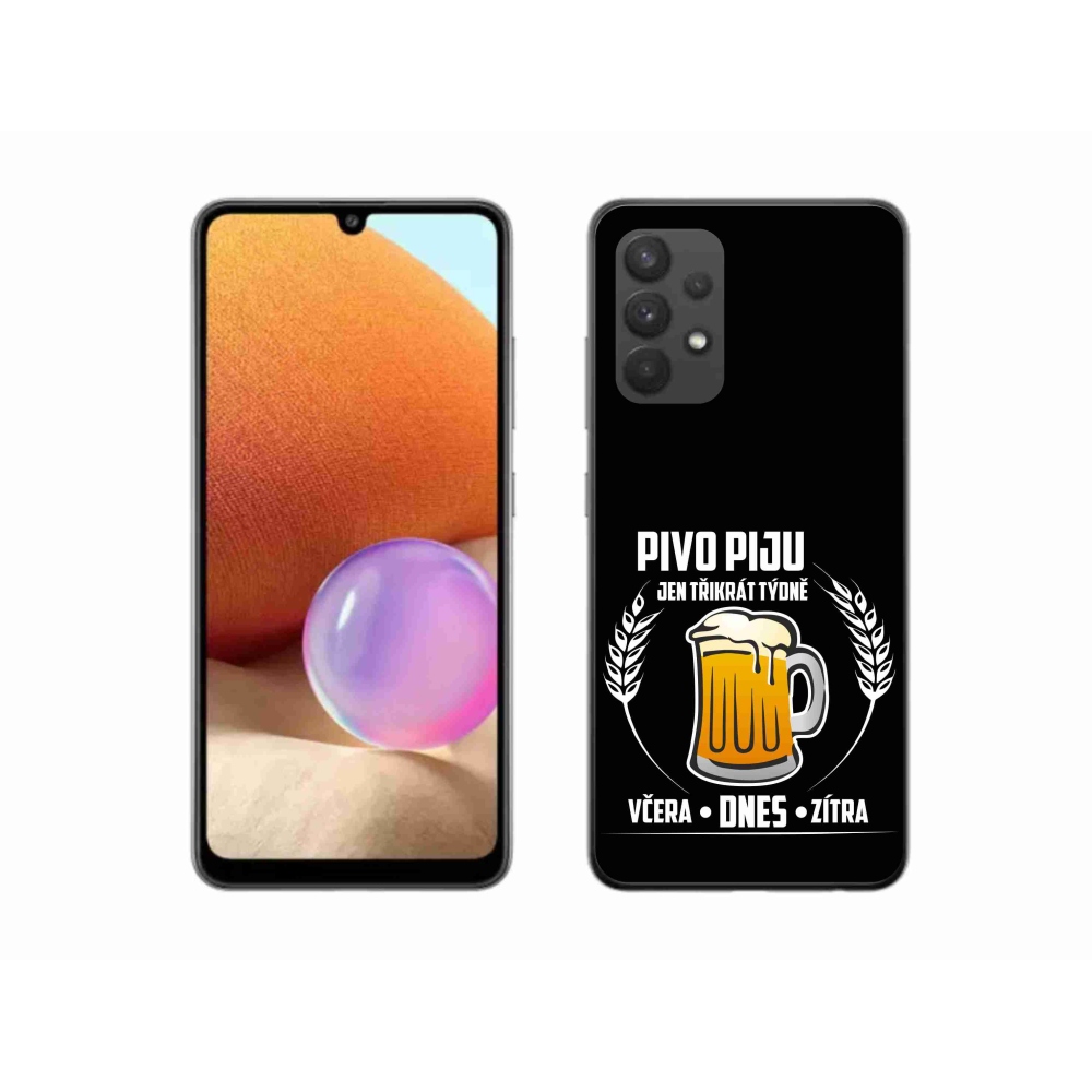 Gélový kryt mmCase na Samsung Galaxy A32 4G - pivný motív čierne pozadie