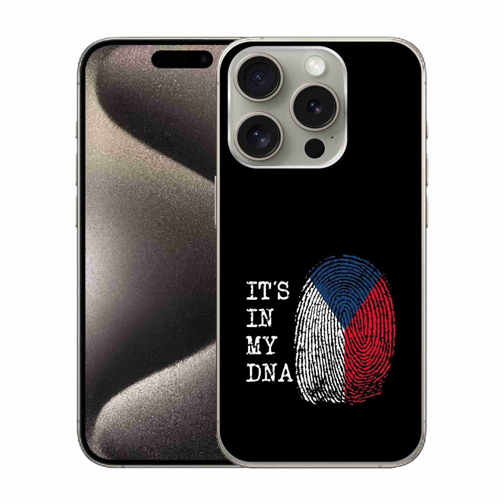 Gélový kryt mmCase na iPhone 15 Pro - vlajka odtlačok prsta čierne pozadie
