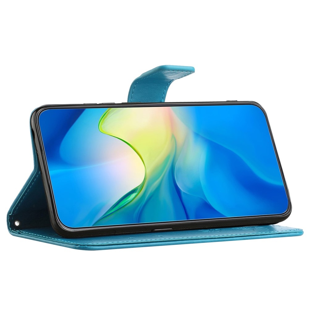 Flower knižkové púzdro na Samsung Galaxy A15 4G/5G - modré