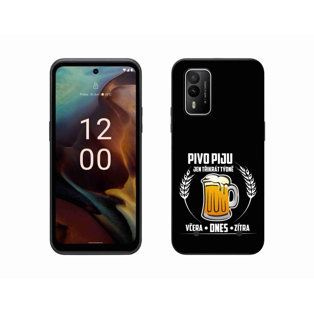 Gélový kryt mmCase na Nokia XR21 - pivný motív čierne pozadie