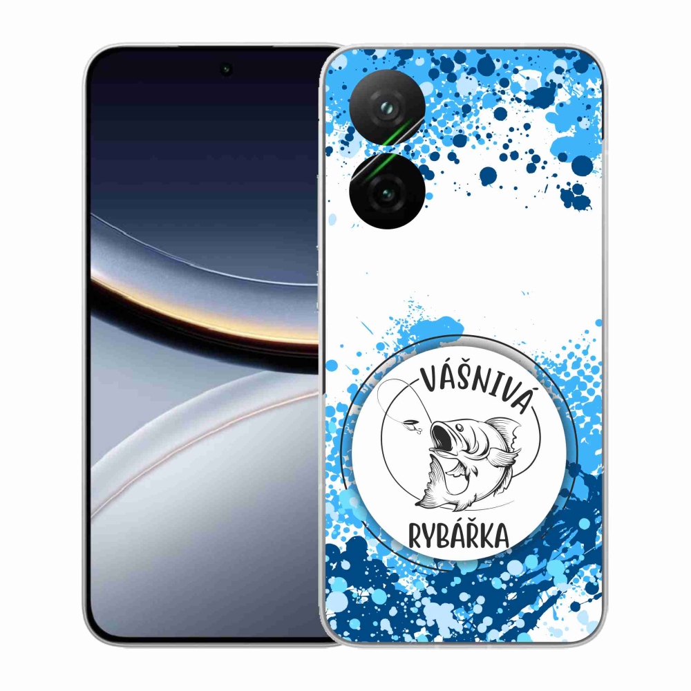 Gélový kryt mmCase na Xiaomi Poco F7 5G - vášnivá rybárka biele pozadie