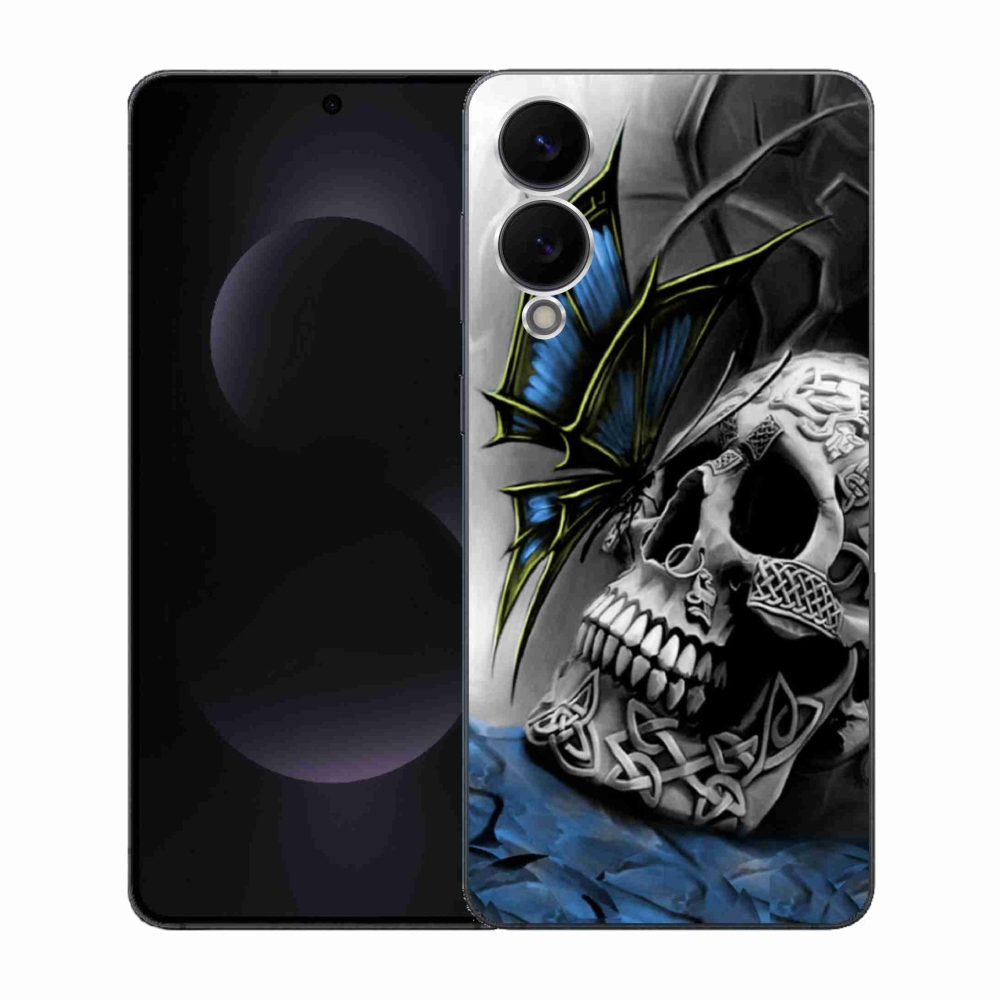 Gélový kryt mmCase na Samsung Galaxy S25 Edge - motýľ a lebka