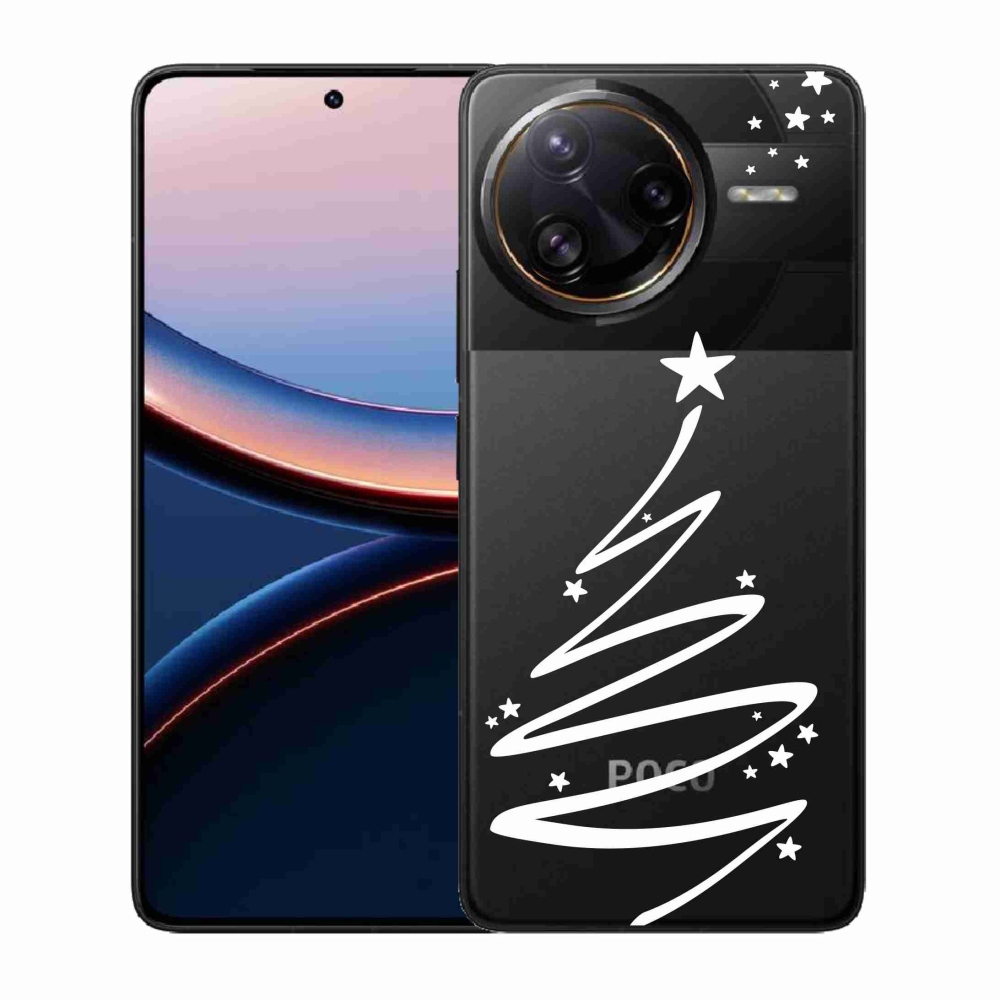 Gélový kryt mmCase na Xiaomi Poco F7 Ultra - biely stromček na priehľadnom pozadí