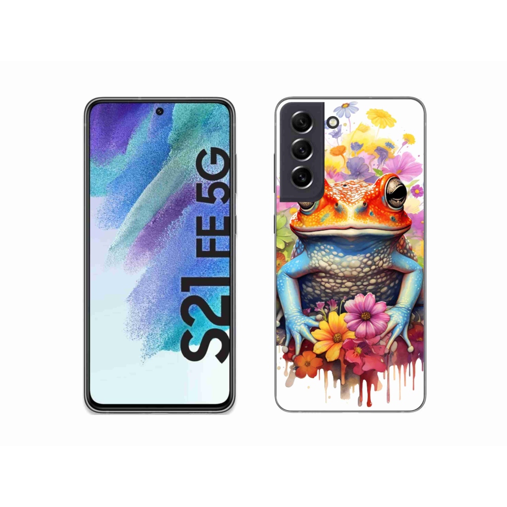 Gélový kryt mmCase na Samsung Galaxy S21 FE 5G - žaba s kvetinami