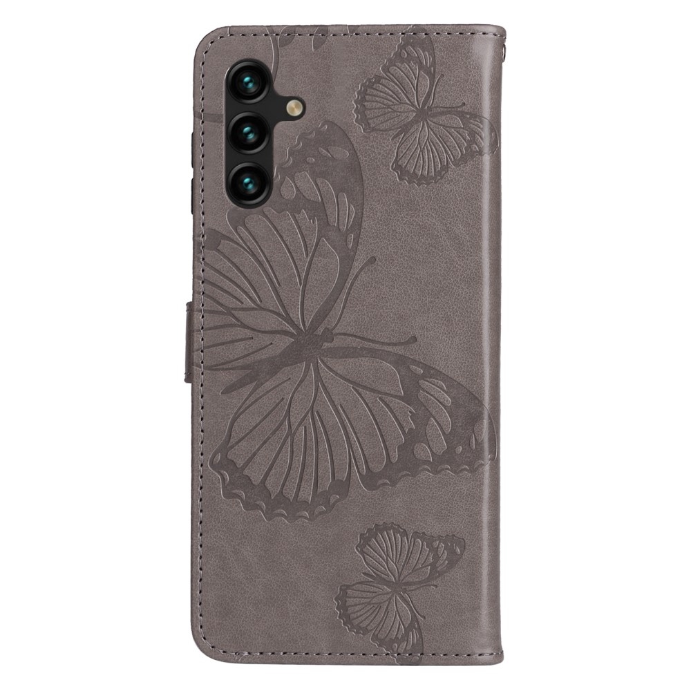 Big Buttefly knižkové púzdro na Samsung Galaxy A13 5G/A04s - šedé