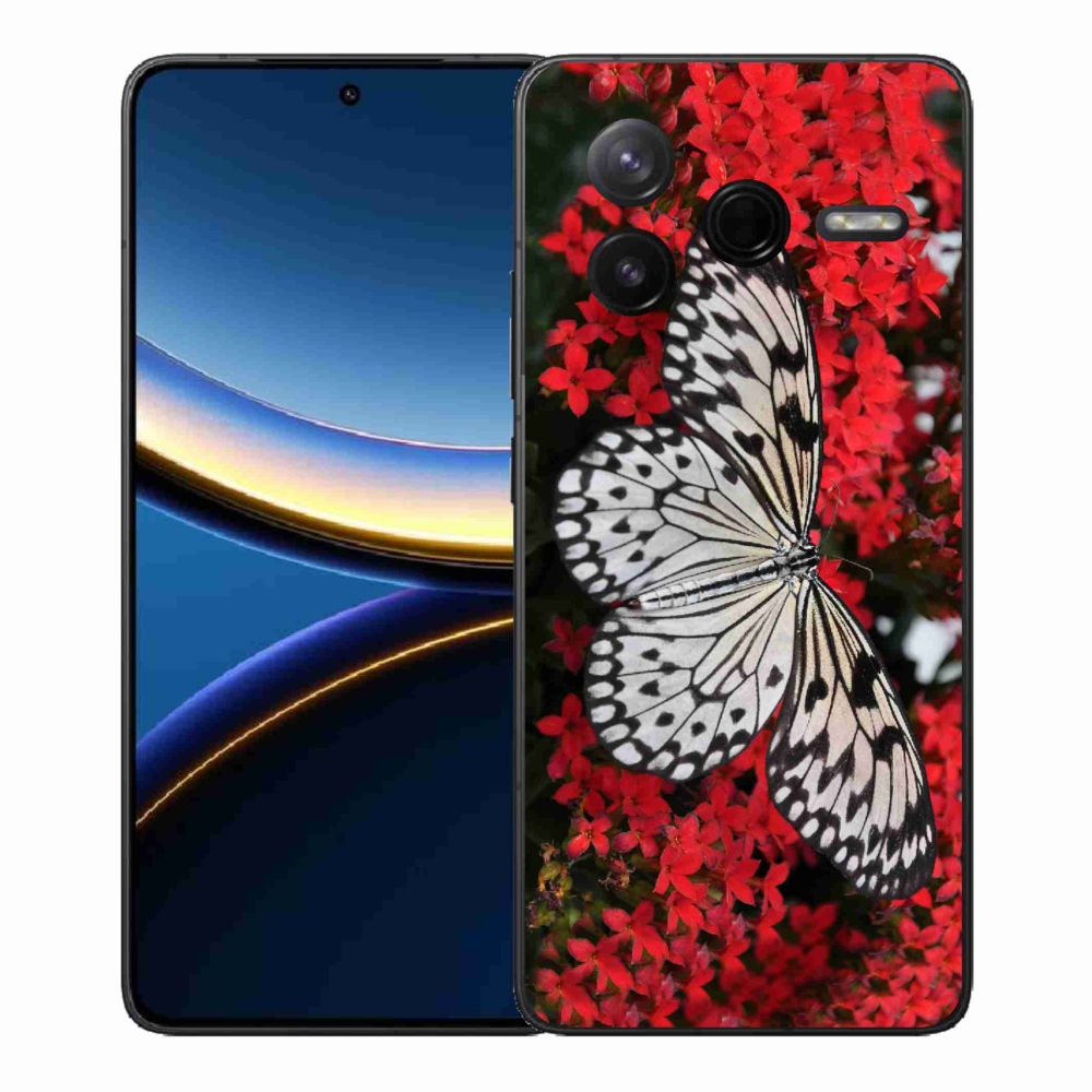Gélový kryt mmCase na Xiaomi Poco F7 Pro - čiernobiely motýľ 1