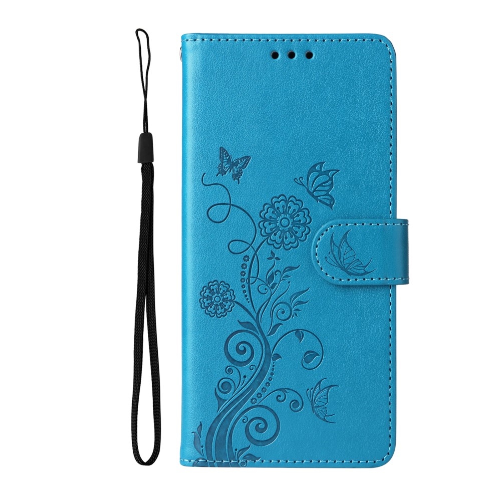 Flowery knižkové púzdro na Xiaomi Redmi A5 (173.45x79.35x8.45mm) - modré