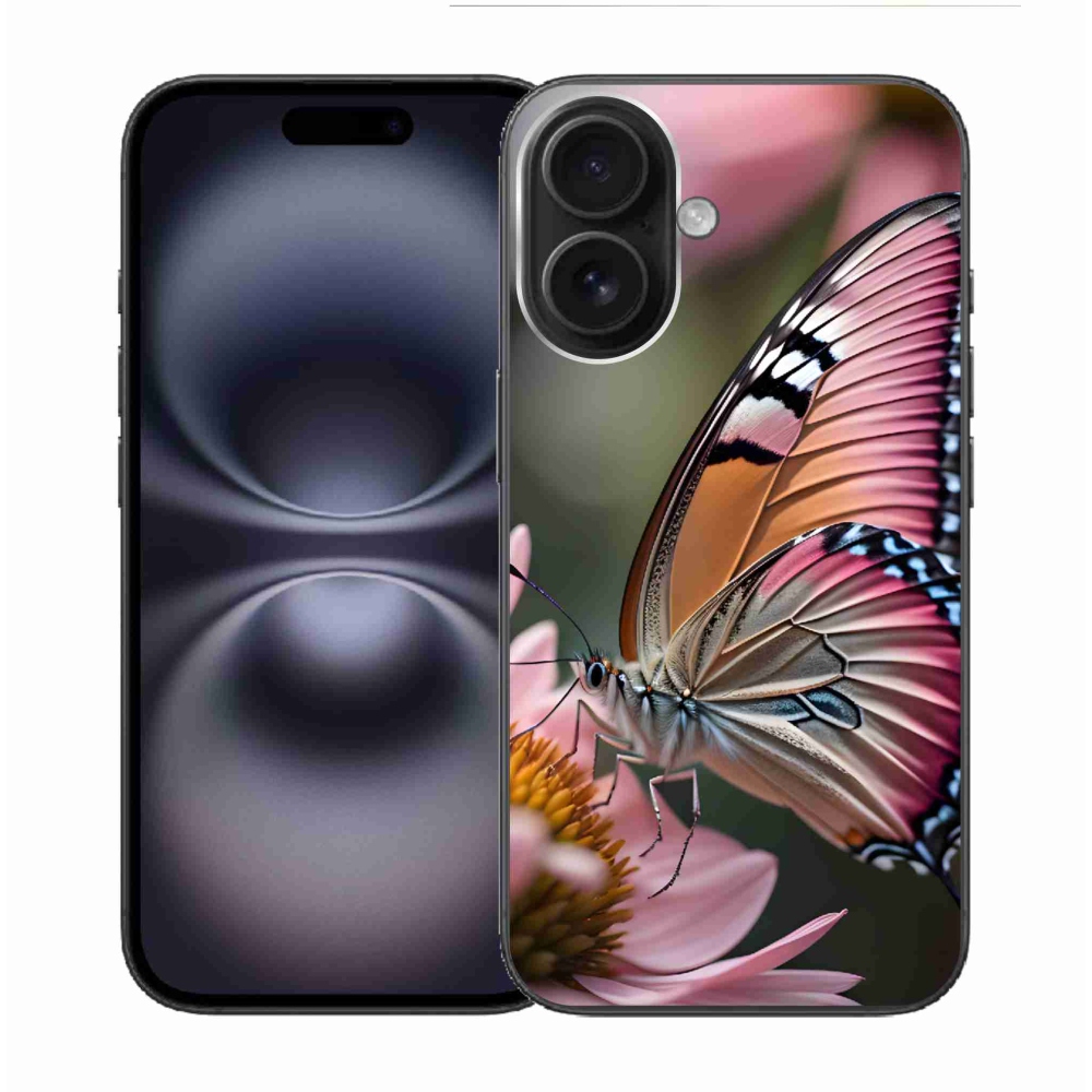 Gélový kryt mmCase na iPhone 16 - farebný motýľ