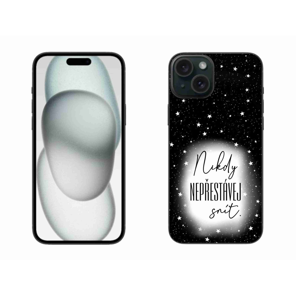 Gélový kryt mmCase na iPhone 15 Plus - citát 1 bieločierne pozadie